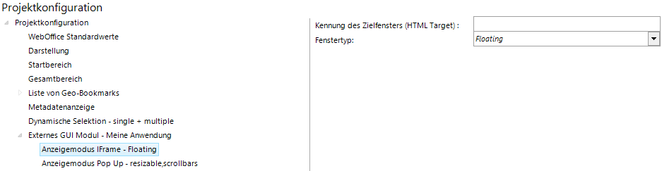Konfiguration Anzeigemodus IFrame