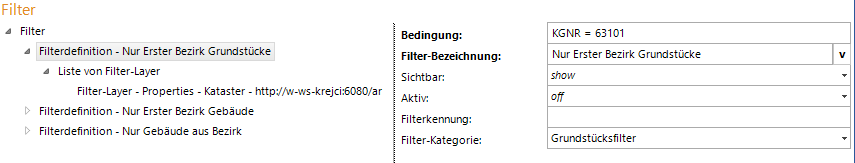 Konfiguration der Filterdefinition Konfiguration der Filterdefinition