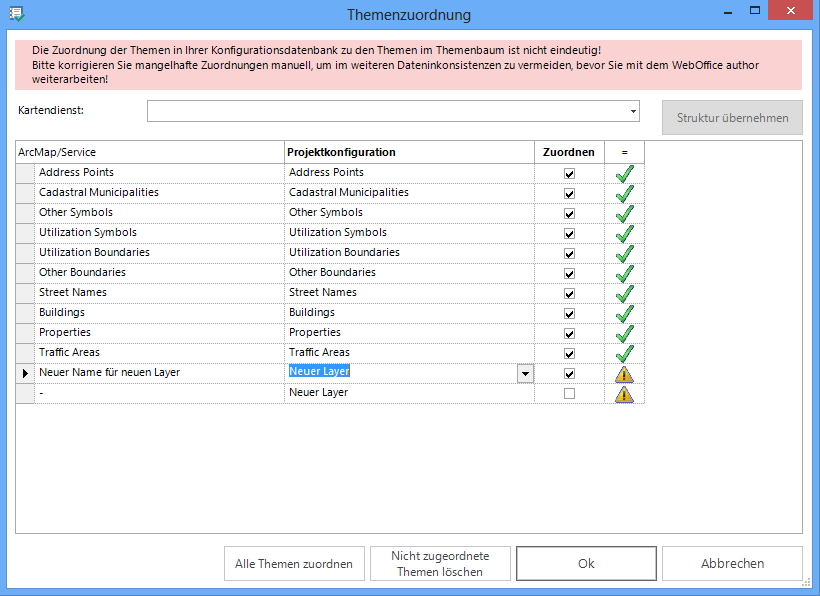 Ein bestehendes WebOffice 10.2 SP3 Thema dem geänderten ArcMap Thema zuordnen Ein bestehendes WebOffice 10.2 SP3 Thema dem geänderten ArcMap Thema zuordnen