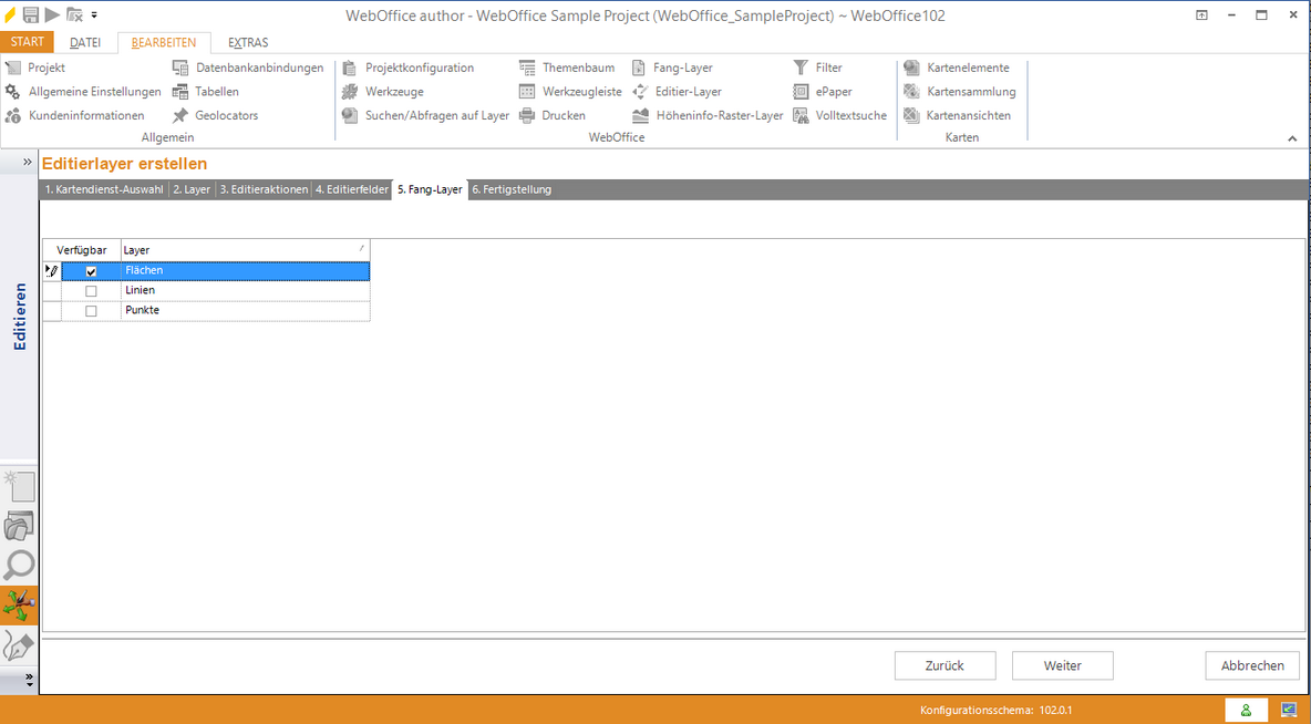 Assistent "Editierlayer erstellen" - Fanglayer auswählen Assistent "Editierlayer erstellen" - Fanglayer auswählen