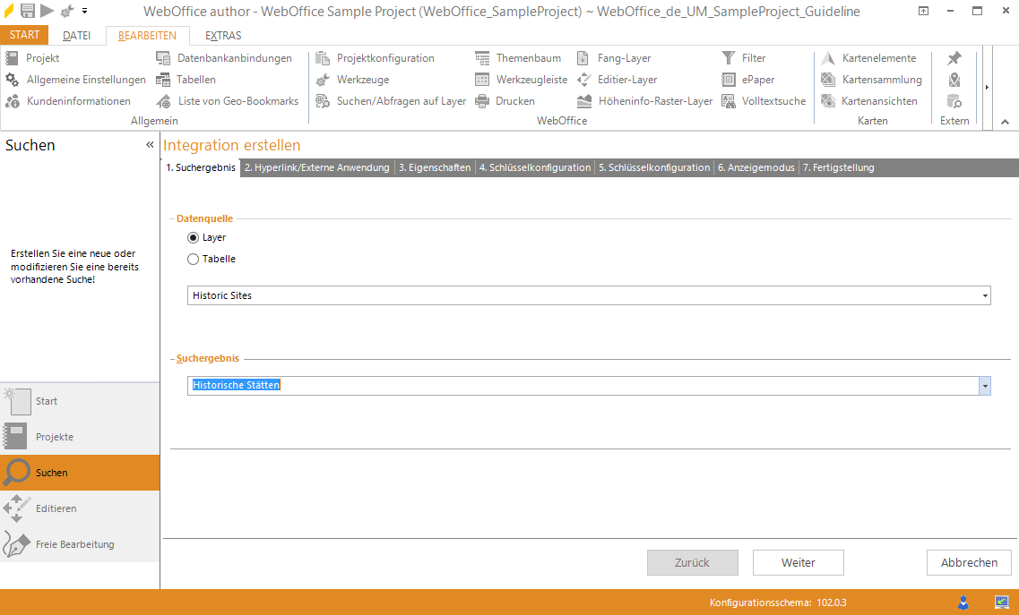 Assistent "Integration erstellen" - &nbsp;Suchergebnis