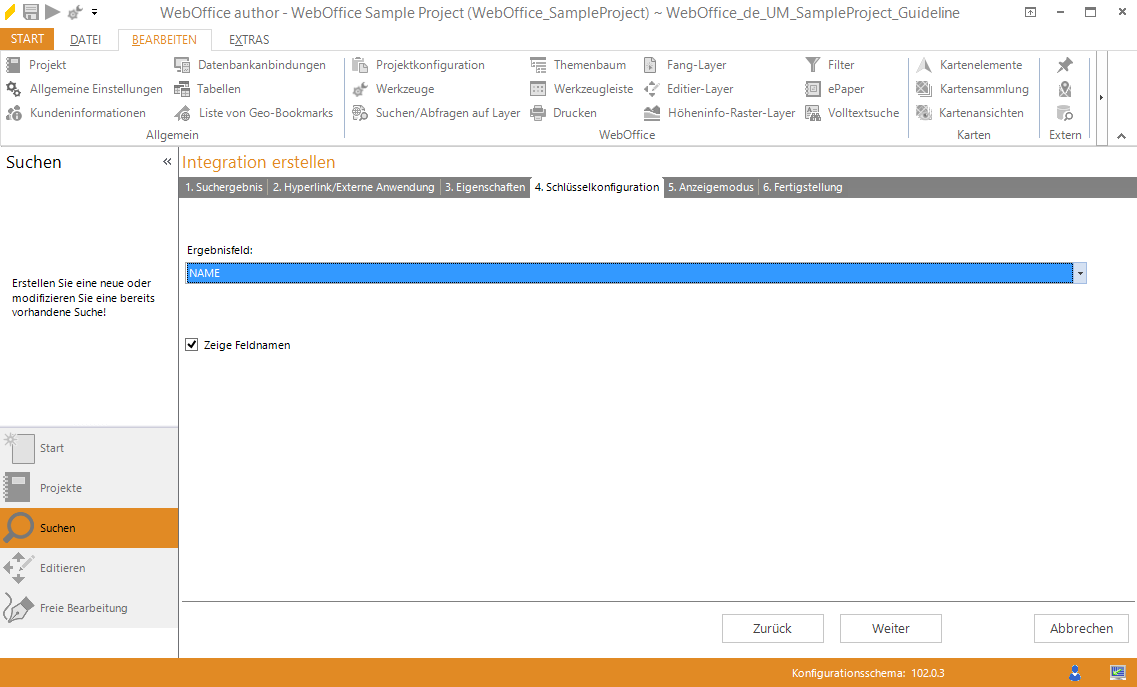 Assistent "Integration erstellen" - &nbsp;Schlüsselkonfiguration