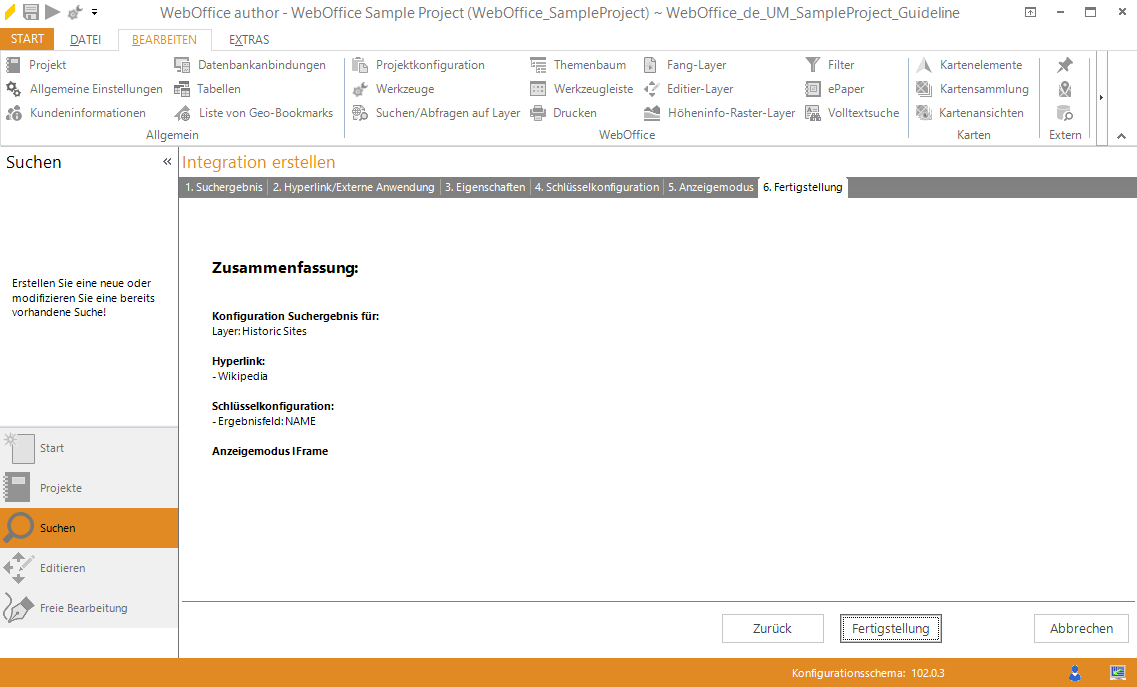 Assistent "Integration erstellen" - &nbsp;Zusammenfassung