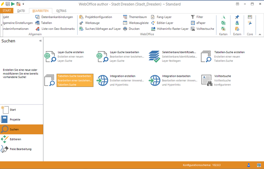 Start des Assistenten "Tabellen-Suche bearbeiten"