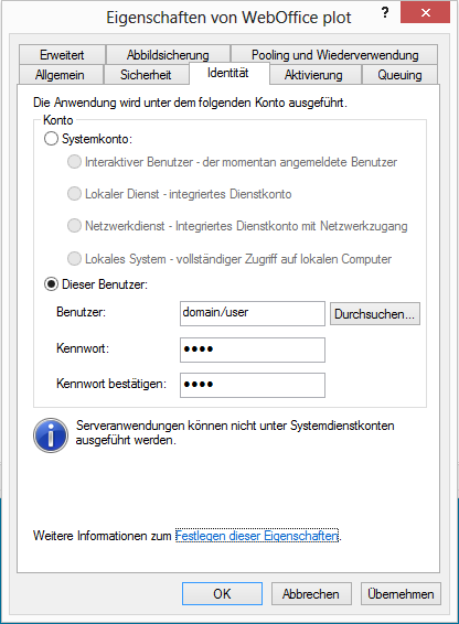 Eigenschaften von WebOffice plot - Identität