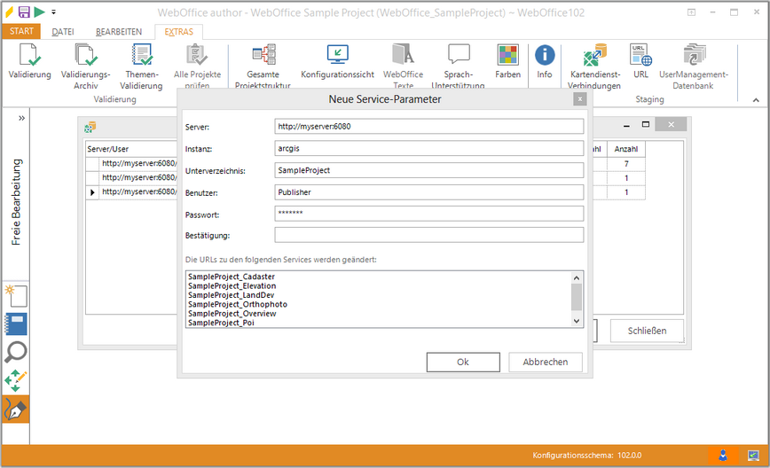 Anpassen des Benutzers und des Passworts der ArcGIS Kartendienste