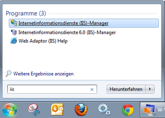 Öffnen des Internetinformationsdienste (IIS)-Manager Öffnen des Internetinformationsdienste (IIS)-Manager