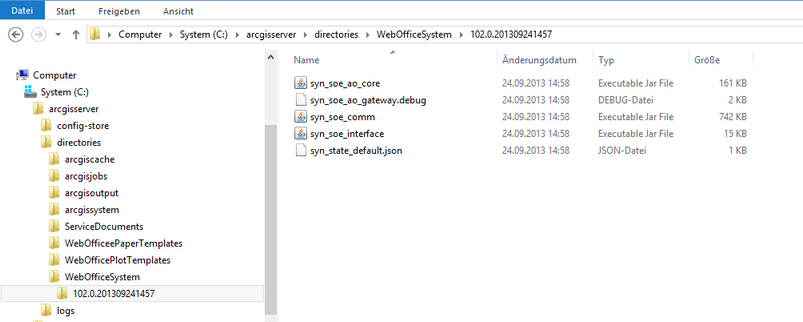 Inhalt des Unterordners in 'WebOfficeSystem'