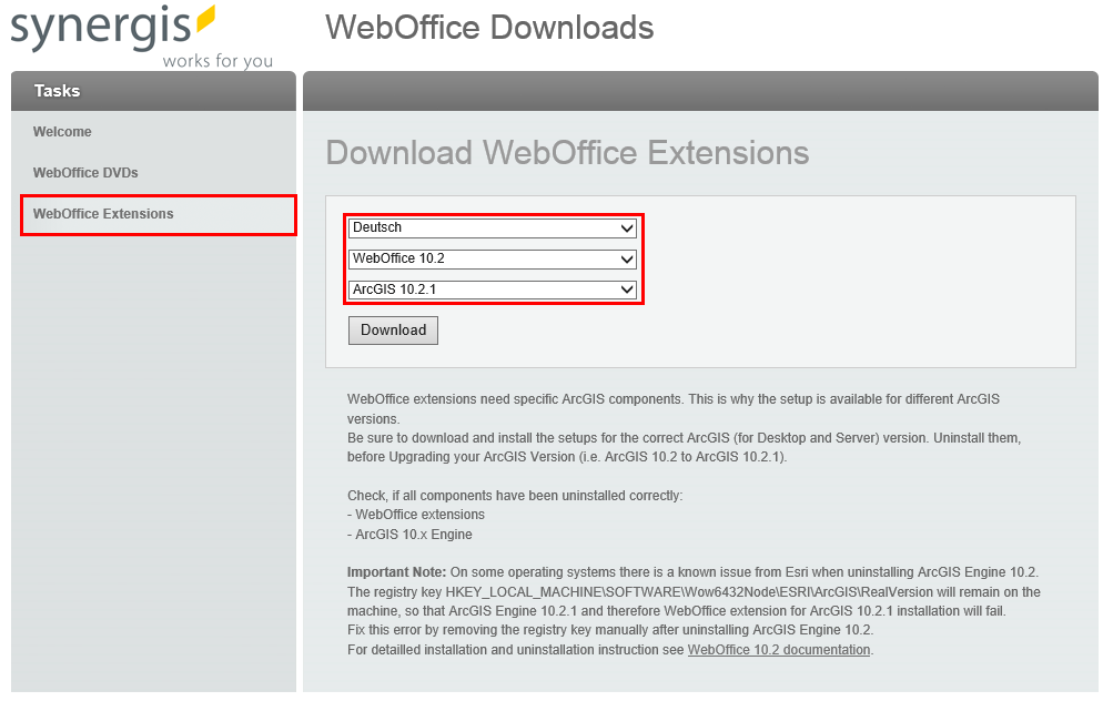 Download der entsprechenden Installationsdatei