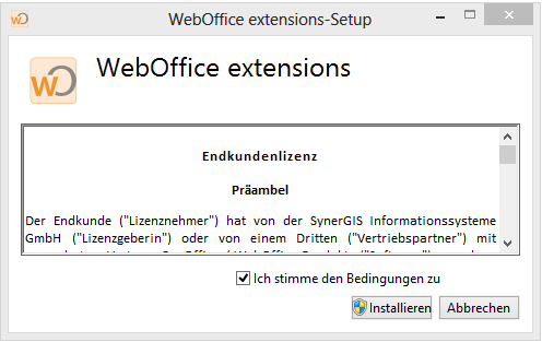 WebOffice extensions 10.2 Lizenzbedingungen