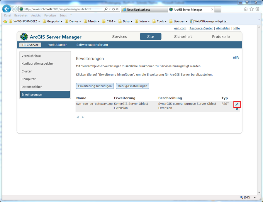 Editieren einer bereits vorhandenen SOE