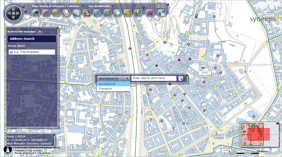 "Global" and "thematic" full-text search in the WebOffice flex client
