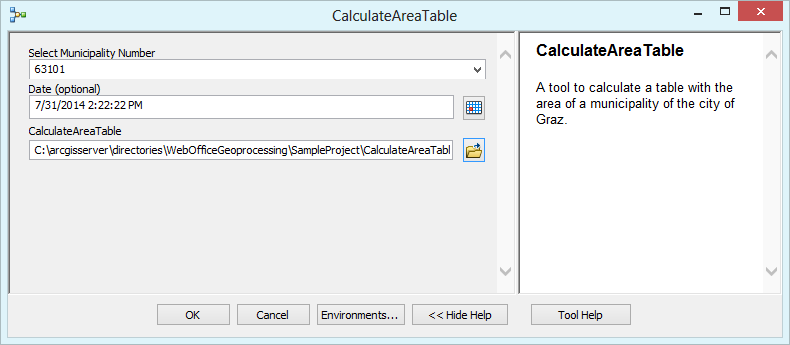 Run the CalculateAreaTable tool