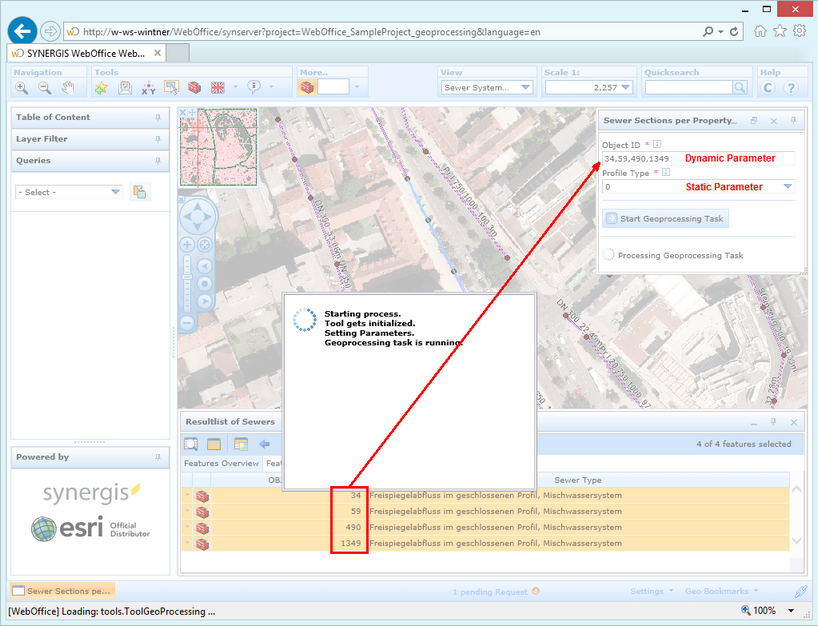 GP tool executes and uses the passed parameters