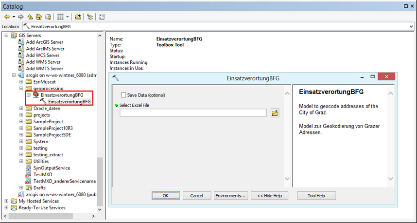 Execute your geoprocessing service task in ArcGIS for Desktop Execute your geoprocessing service task in ArcGIS for Desktop
