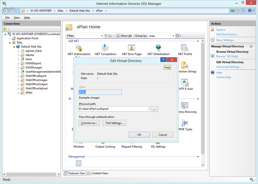 Example of a virtual directory containing the XML files Example of a virtual directory containing the XML files