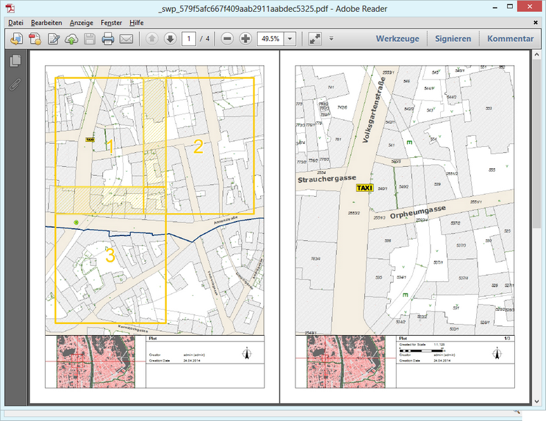 Print with overview page and three sheets