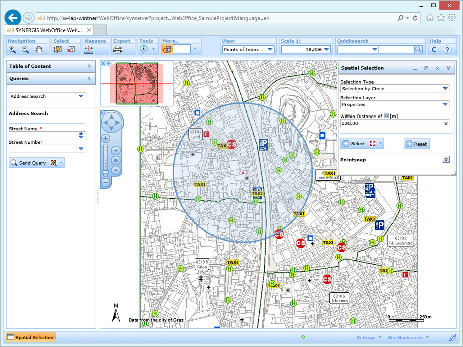 Creating a circle to select features in the WebOffice html client Creating a circle to select features in the WebOffice html client