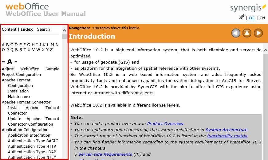 Index - search for keywords