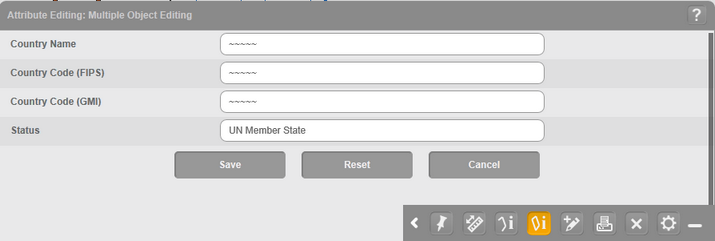 Multiple Object Editing - Editing window
