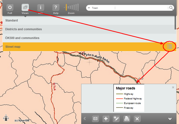Legend above the lower toolbar - large display