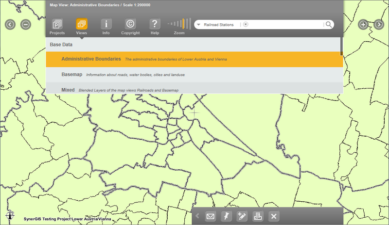Information about map views in the mobile client (tablet mode)