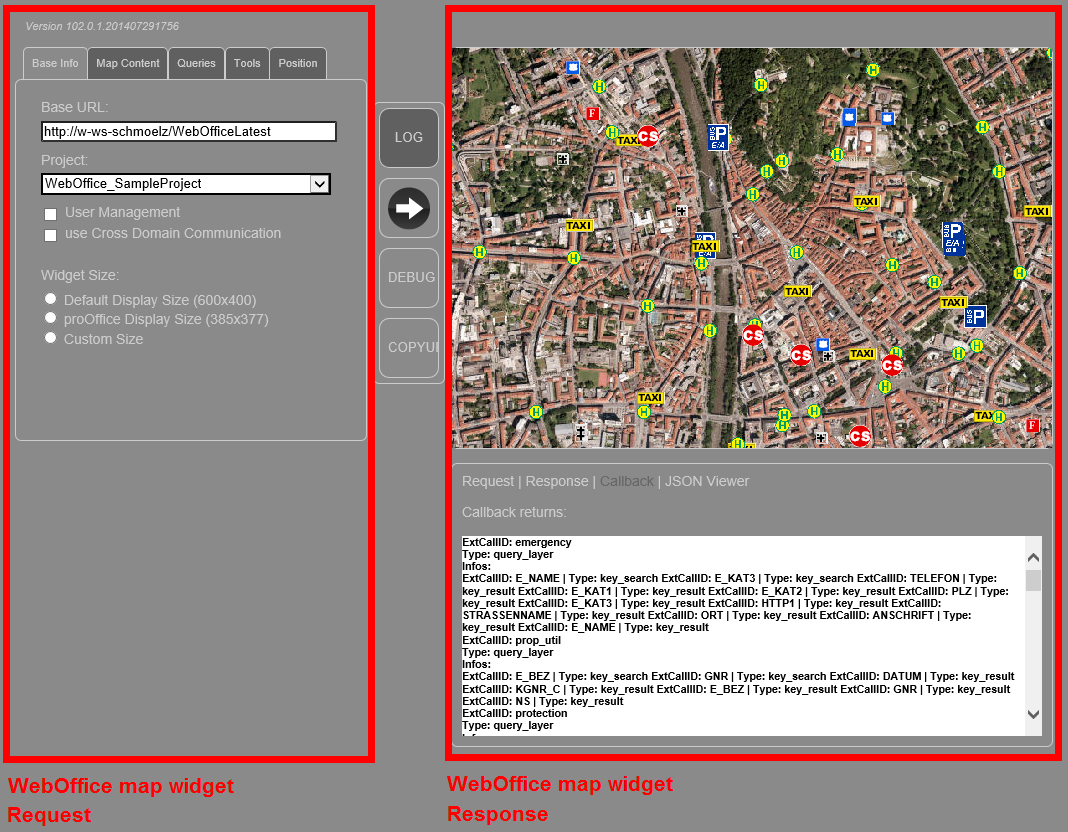 WebOffice map widget testcontainer