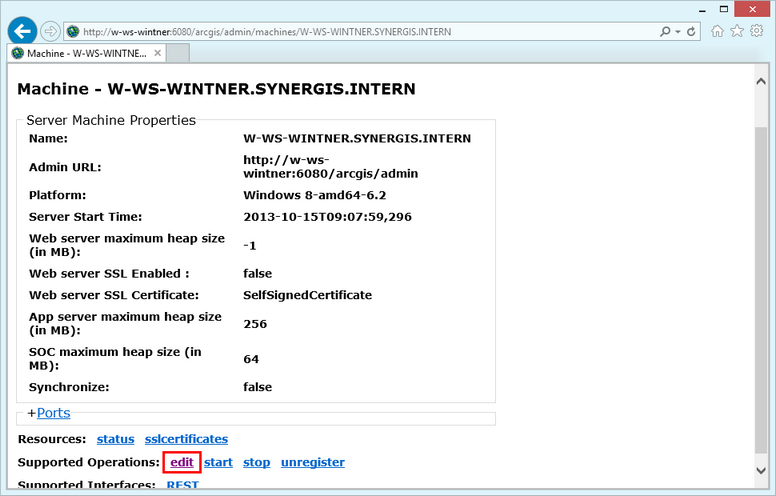 Edit server machine properties Edit server machine properties