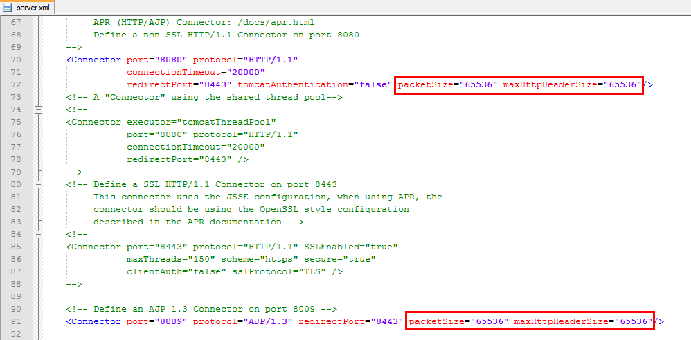 packetSize und maxHttpHeaderSize packetSize und maxHttpHeaderSize