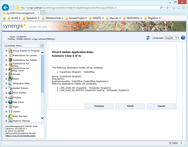 Modify an application role - step 4