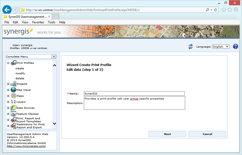 Create print profile - step 1 Create print profile - step 1