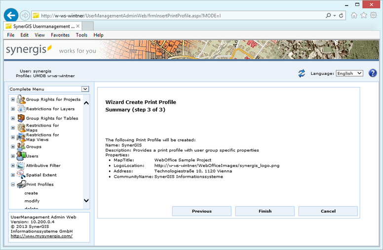Create print profile - step 3 Create print profile - step 3