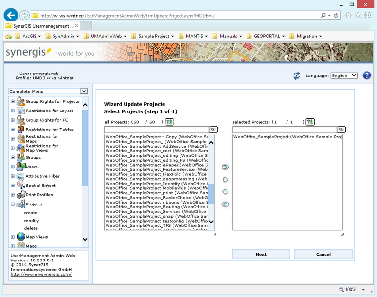 Modify a project - step 1