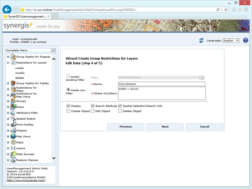 Create group restrictions for layers  - step 4 edit data
