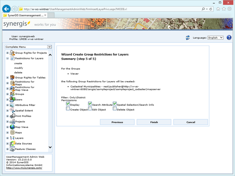 Create group restrictions for layers  - step 5 summary