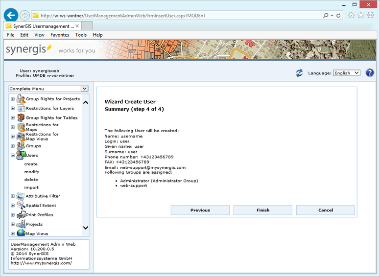 Create user - step 4 summary