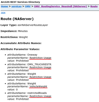 Parameter in the routing service