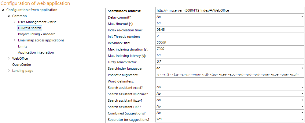 Full-text search configuration