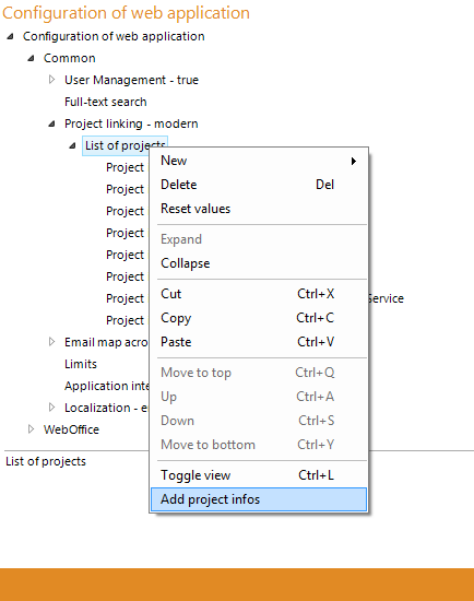 Generierung der Projektliste Generierung der Projektliste