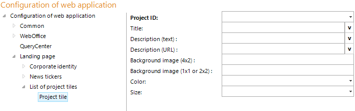 Configuration - List of project tiles 