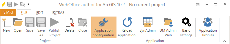 Application configuration menu