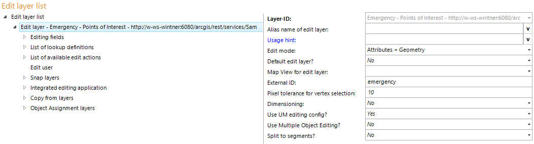 Edit layers configuration Edit layers configuration
