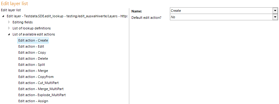 Edit actions configuration