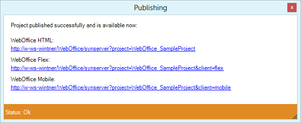Publishing the WebOffice 10.2 SP3 project Publishing the WebOffice 10.2 SP3 project