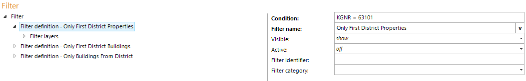 Filter definition configuration Filter definition configuration