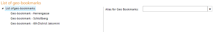 List of geo-bookmarks configuration List of geo-bookmarks configuration
