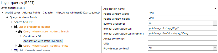 Application with static hyperlink configuration