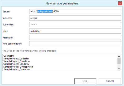 Replacing map service connection parameters Replacing map service connection parameters