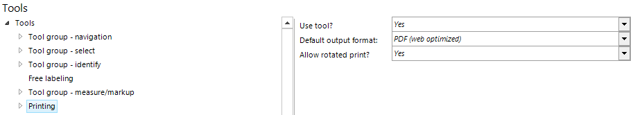 Printing tool configuration