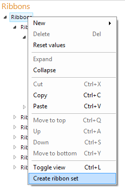 Create a ribbon set START Create a ribbon set START